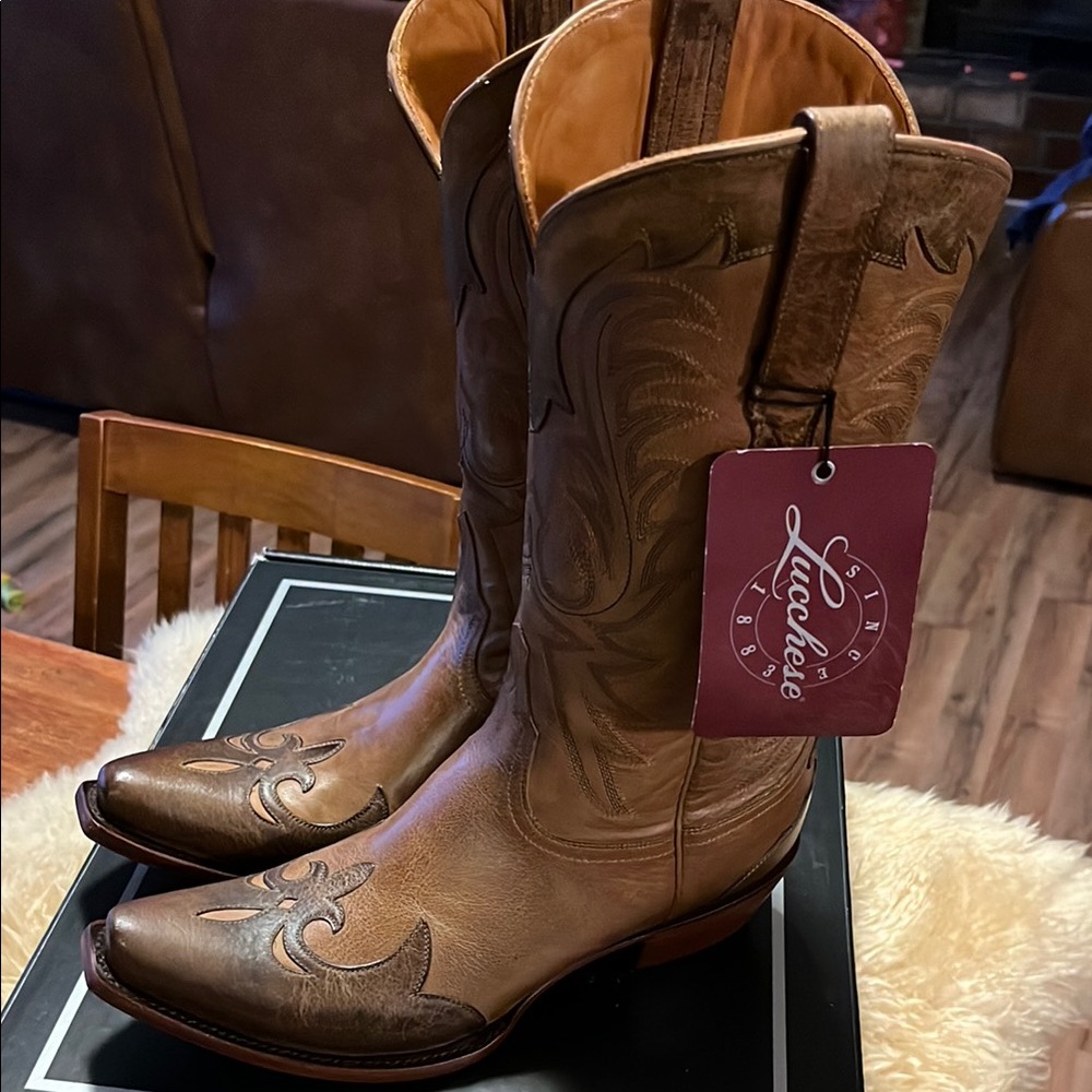 Lucchese Brown Leather Cowboy Boots